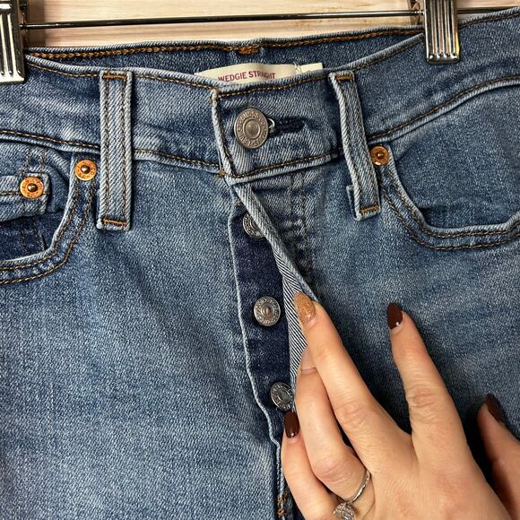 Levi's Wedgie Straight Jeans with Frayed Hem size 26 - Picture 5 of 6